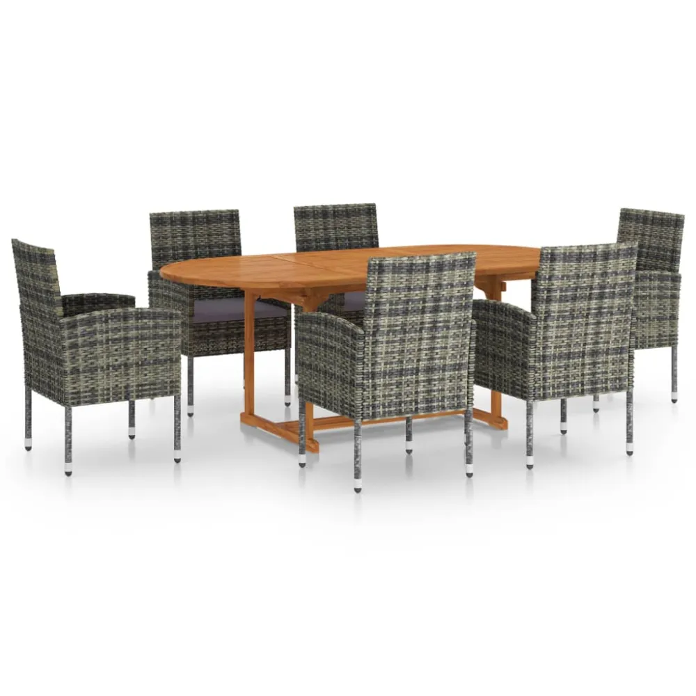 vidaXL juego de comedor jardín 7 pzas ratán sintético gris antracita - Incluye Mesa y Sillas