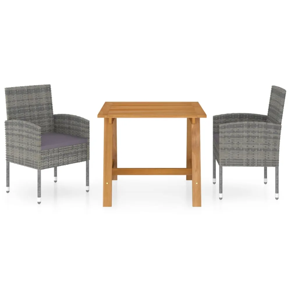 vidaXL juego de comedor para jardín 3 piezas gris con Mesa de Centro