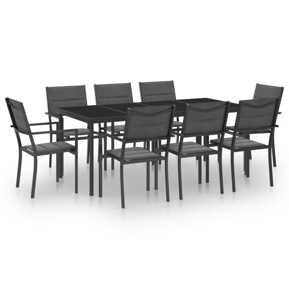 vidaXL juego de comedor para jardín 9 piezas acero en Ratán Sintético