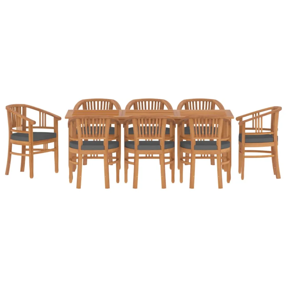 vidaXL juego de comedor para jardín 9 piezas madera maciza de teca Resistente la Intemperie