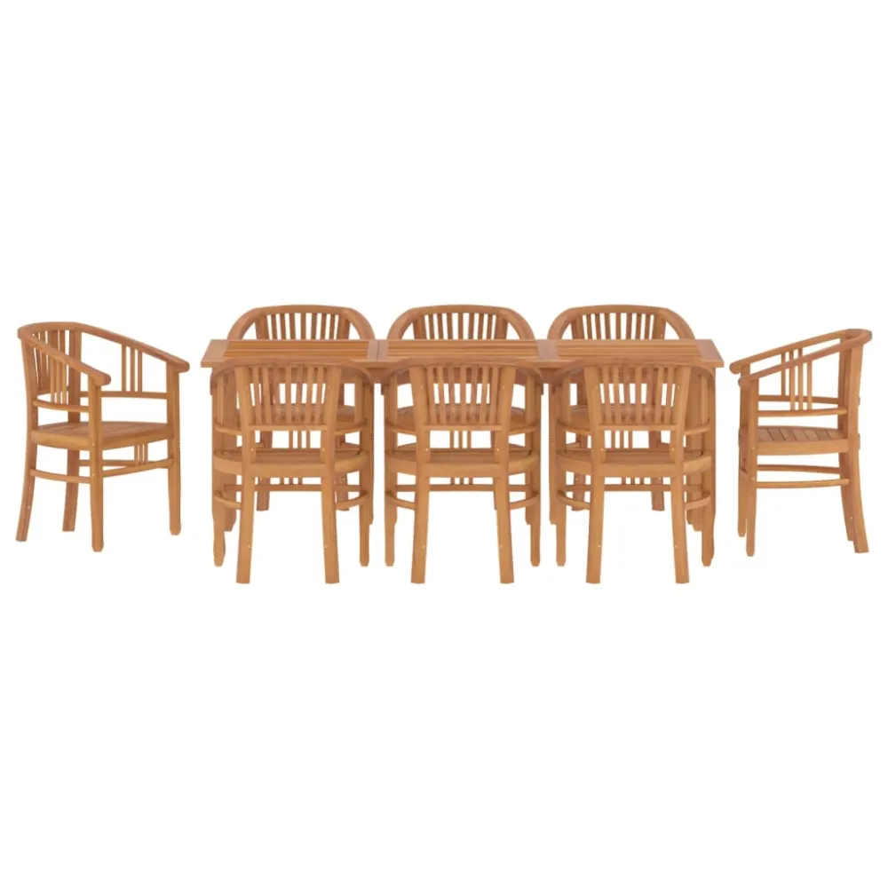 vidaXL juego de comedor para jardín 9 piezas madera maciza de teca en Color Café y Beige