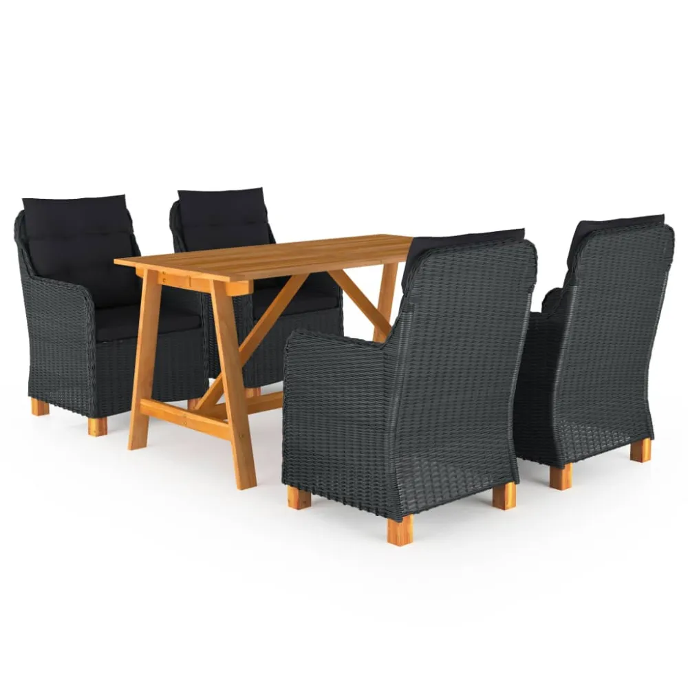 vidaXL juego de comedor para jardín de 5 piezas gris opaco