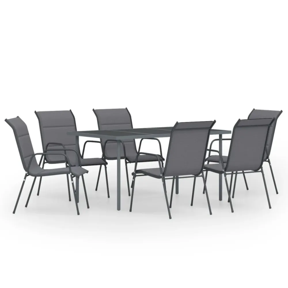 vidaXL juego de comedor para jardín 7 piezas acero gris antracita con Mesa de Centro