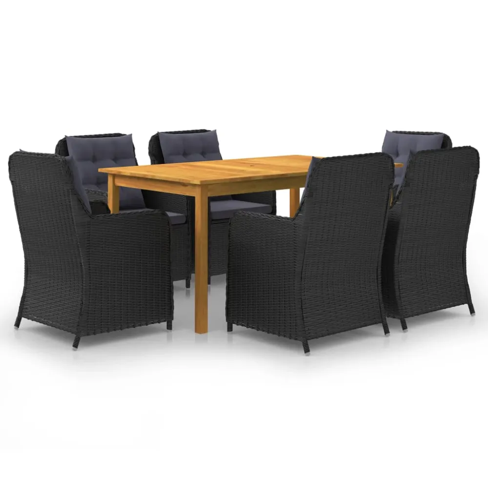 vidaXL juego de comedor para jardín de 7 piezas negro en Color Café y Beige