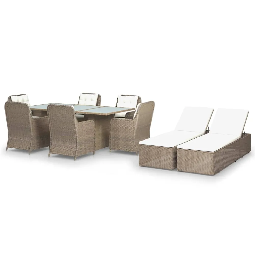 vidaXL juego de comedor para jardín 9 piezas ratán sintético marrón Resistente la Intemperie