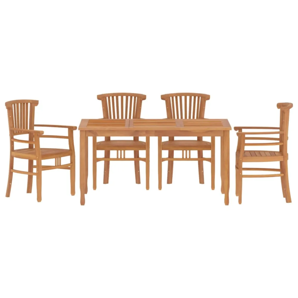 vidaXL juego de comedor para jardín 5 piezas madera maciza de teca con Cojines Prueba de Agua