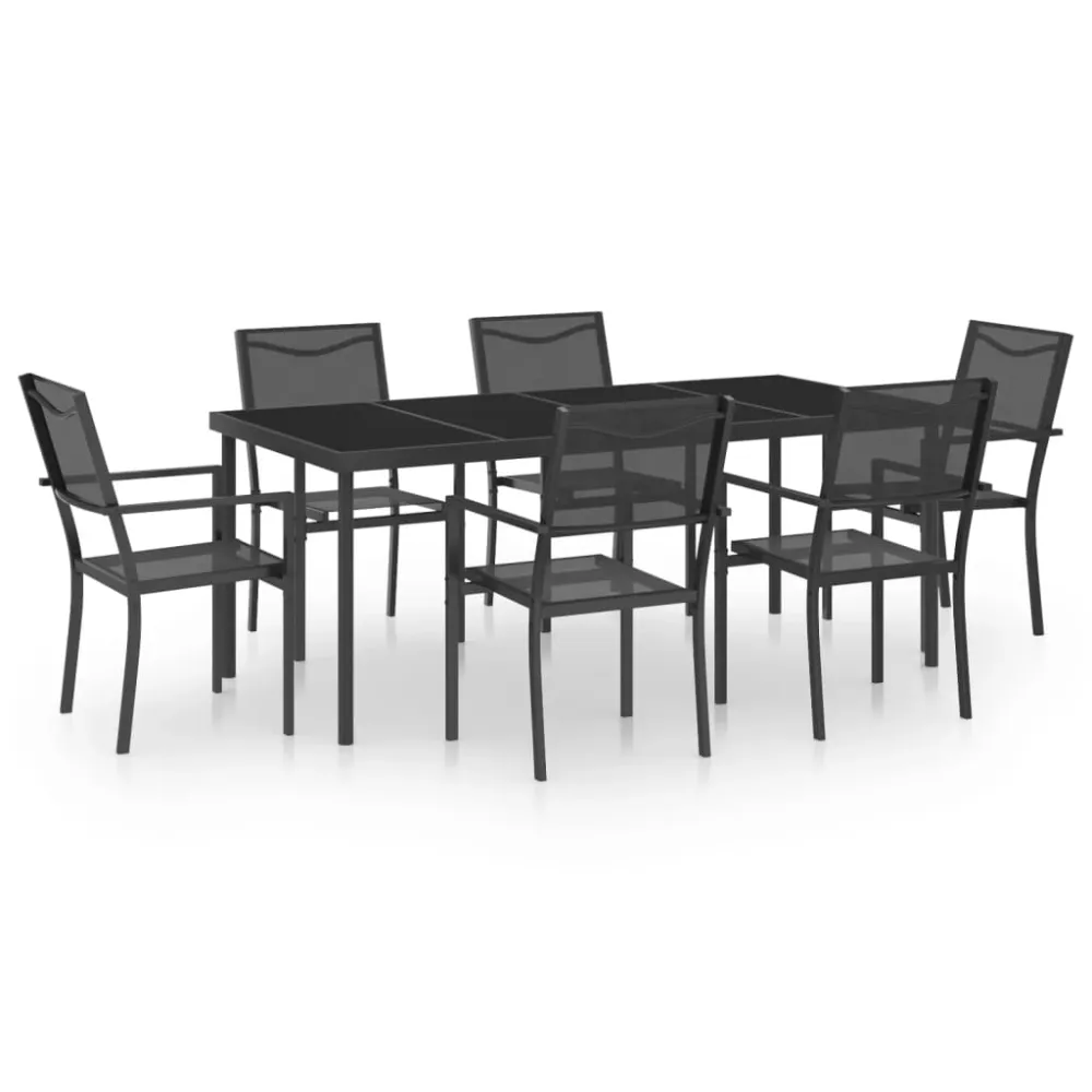 vidaXL juego de comedor para jardín 7 piezas acero Fácil Mantenimiento