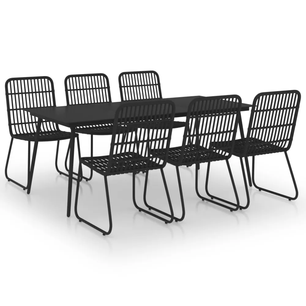 vidaXL juego de comedor para jardín 7 piezas ratán sintético y vidrio | Incluye Mesa y 4 Sillas |