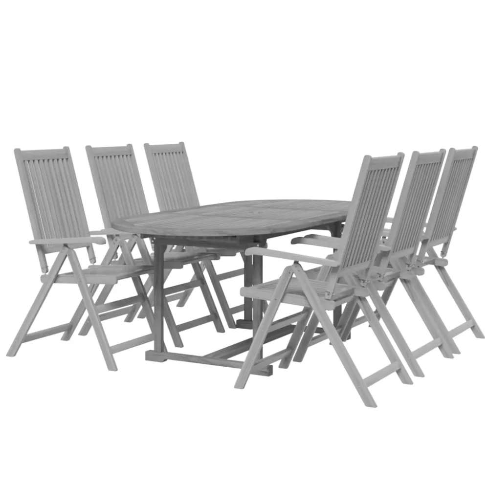 vidaXL juego de comedor para jardín 7 piezas madera maciza acacia en Color Café y Beige