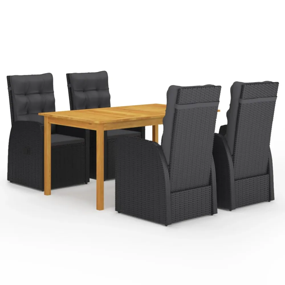 vidaXL juego de comedor para jardín 5 piezas negro para 8 Personas