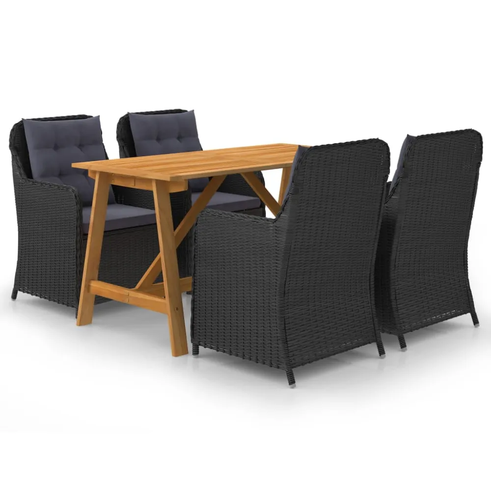 vidaXL juego de comedor para jardín 5 piezas negro para 8 Personas