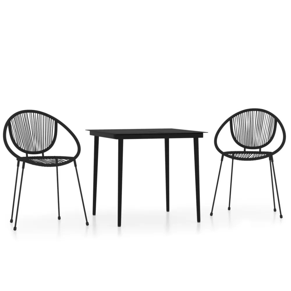 vidaXL juego de comedor para jardín 3 piezas negro con Cojines Prueba de Agua