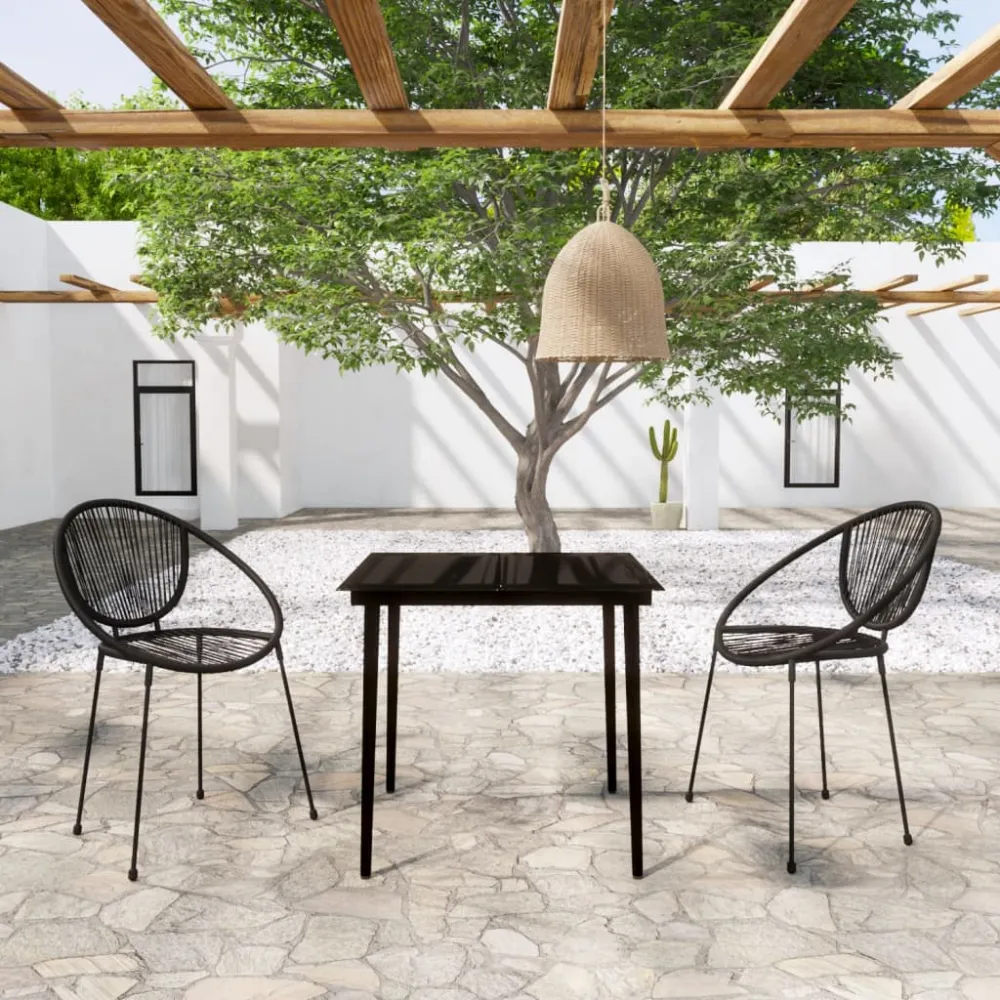 vidaXL juego de comedor para jardín 3 piezas negro con Cojines Prueba de Agua