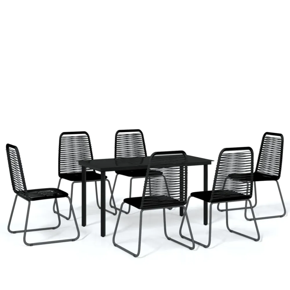 vidaXL juego de comedor para jardín 7 piezas negro en Color Café y Beige