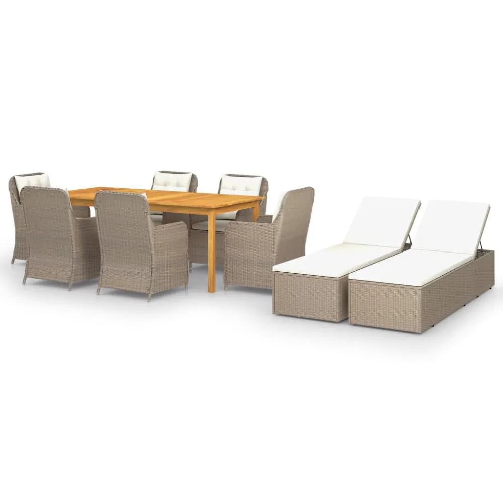 vidaXL juego de comedor para jardín 9 piezas marrón para Terraza y Piscina