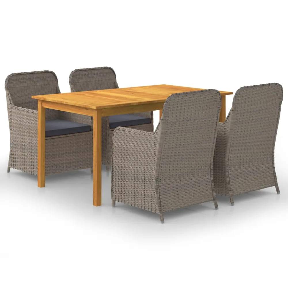 vidaXL juego de comedor para jardín 5 piezas marrón con Sombrilla Incluida
