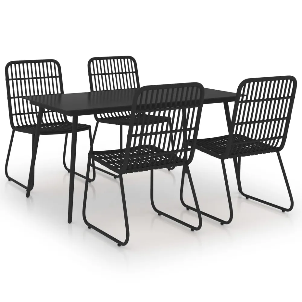 vidaXL juego de comedor para jardín 5 piezas ratán sintético y vidrio con Cojines Prueba de Agua