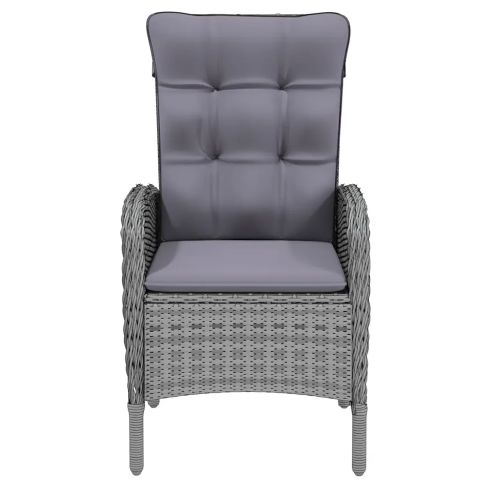 vidaXL juego de comedor para jardín 7 piezas ratán sintético gris con Cojines Prueba de Agua