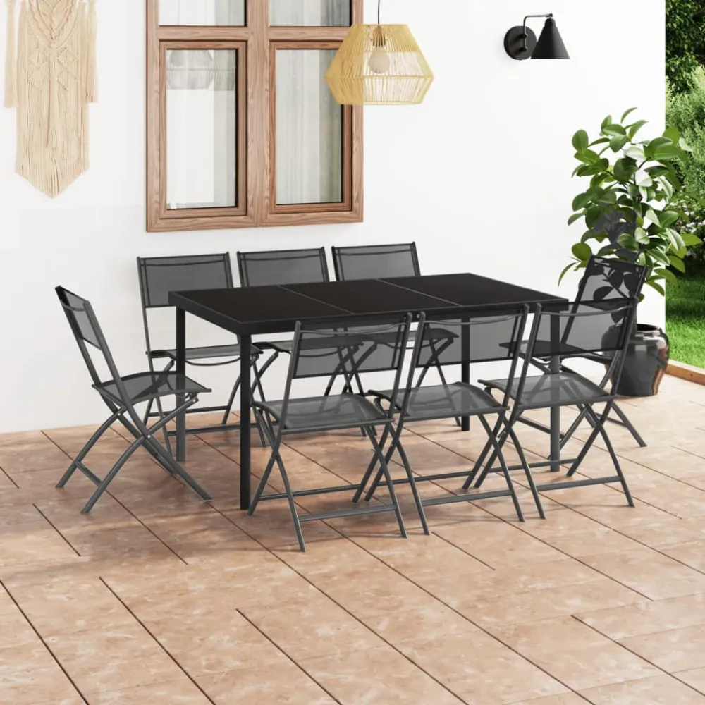 vidaXL juego de comedor para jardín 9 piezas acero en Ratán Sintético