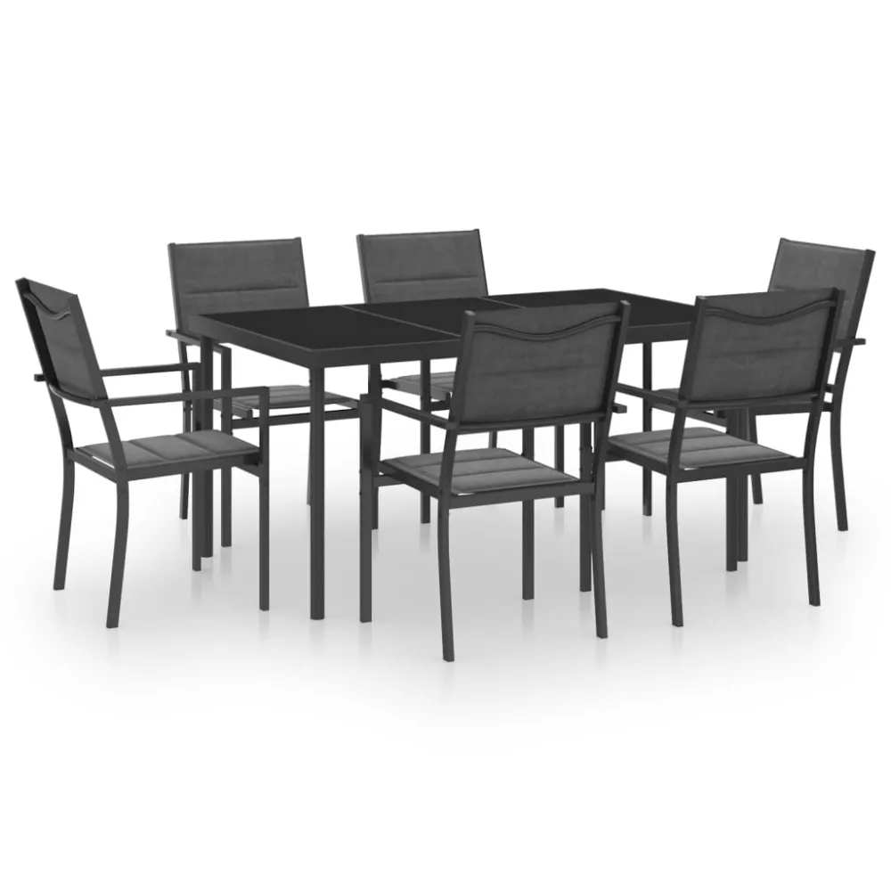vidaXL juego de comedor para jardín 7 piezas acero con Sombrilla Incluida