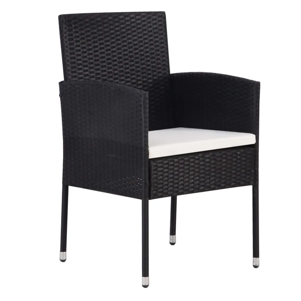 vidaXL juego de comedor para jardín 9 piezas ratán sintético negro Material de Aluminio y Tela