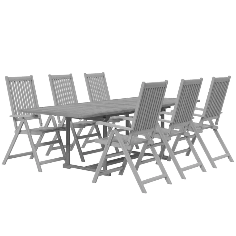 vidaXL juego de comedor para jardín 7 piezas madera maciza acacia - Incluye Mesa y Sillas