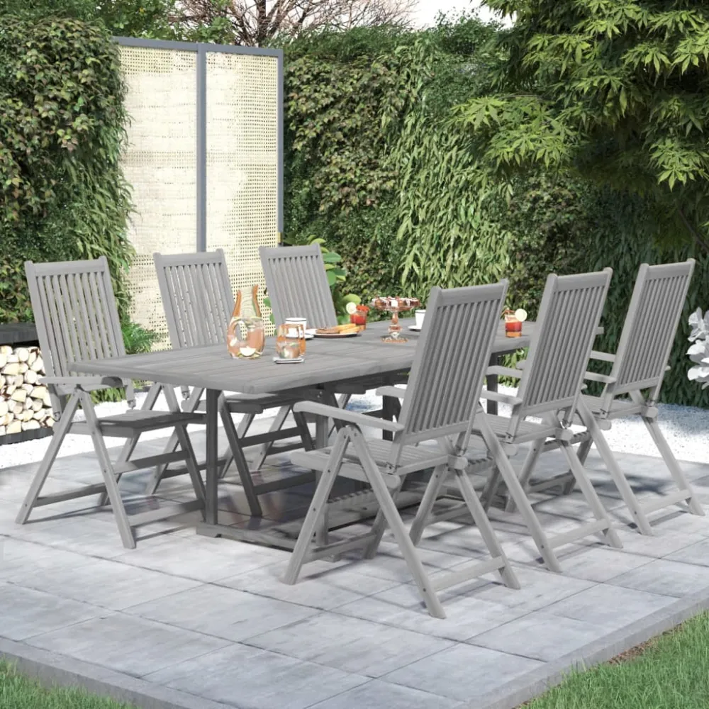 vidaXL juego de comedor para jardín 7 piezas madera maciza acacia - Incluye Mesa y Sillas