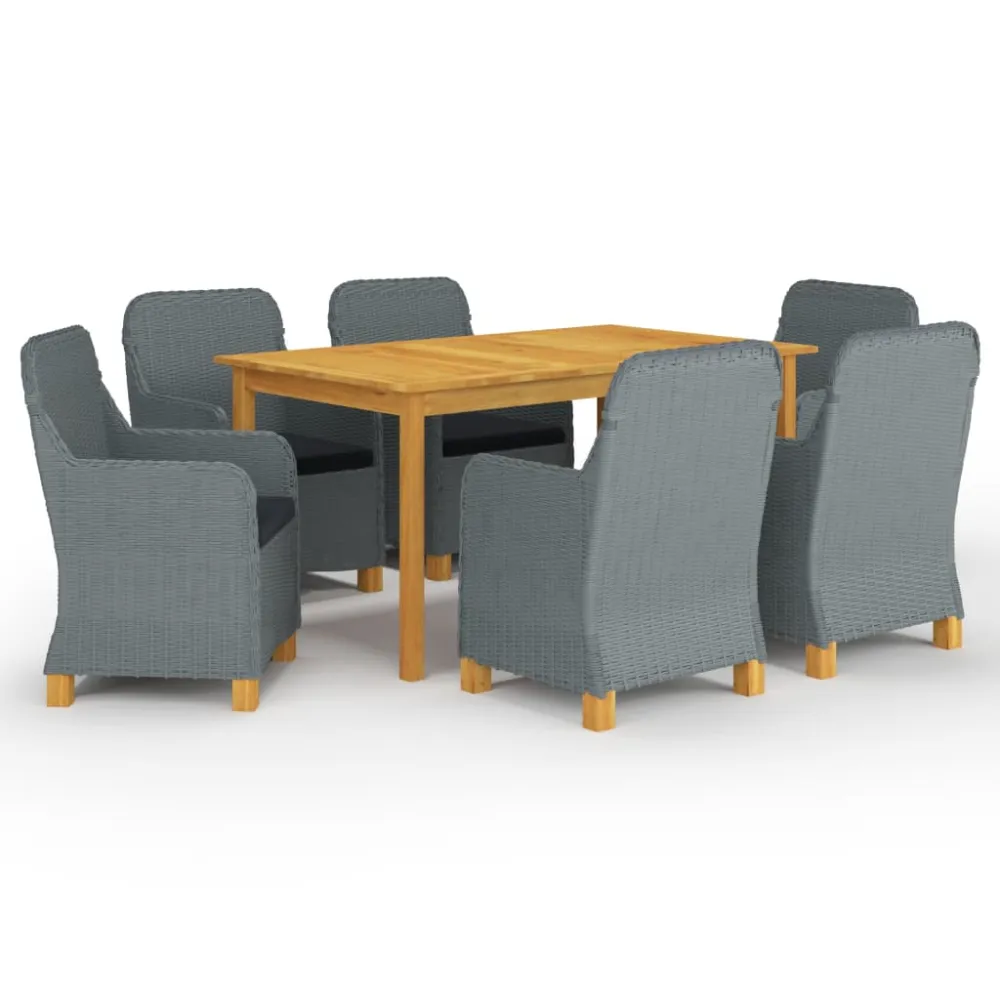 vidaXL juego de comedor para jardín de 7 piezas gris evidente