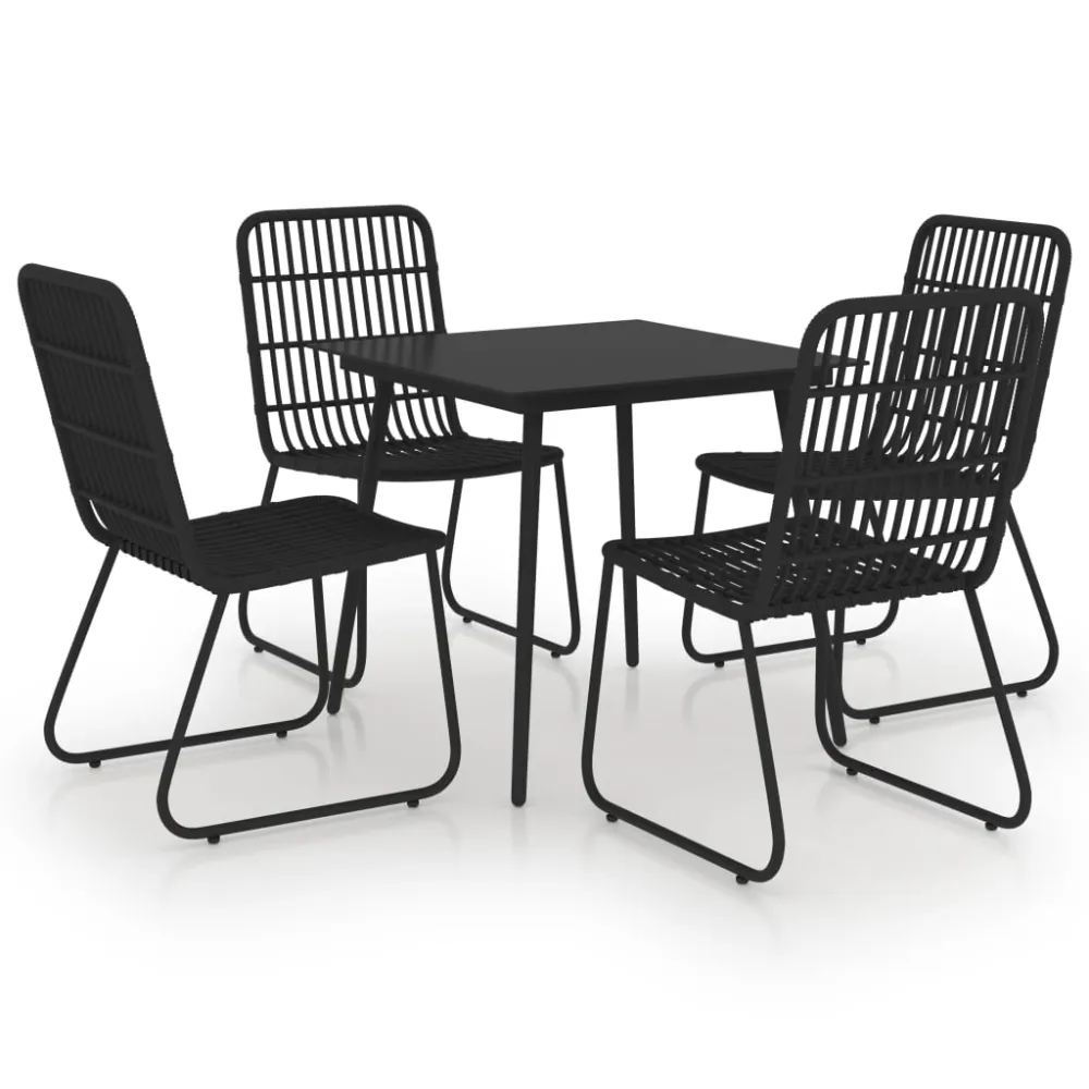 vidaXL juego de comedor para jardín 5 piezas ratán sintético y vidrio - Incluye Mesa y Sillas