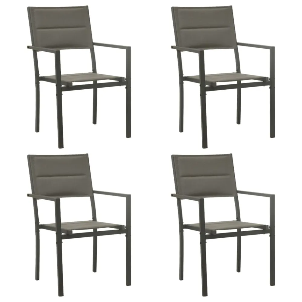 vidaXL juego de comedor para jardín 5 piezas acero y textilene negro con Sombrilla Incluida