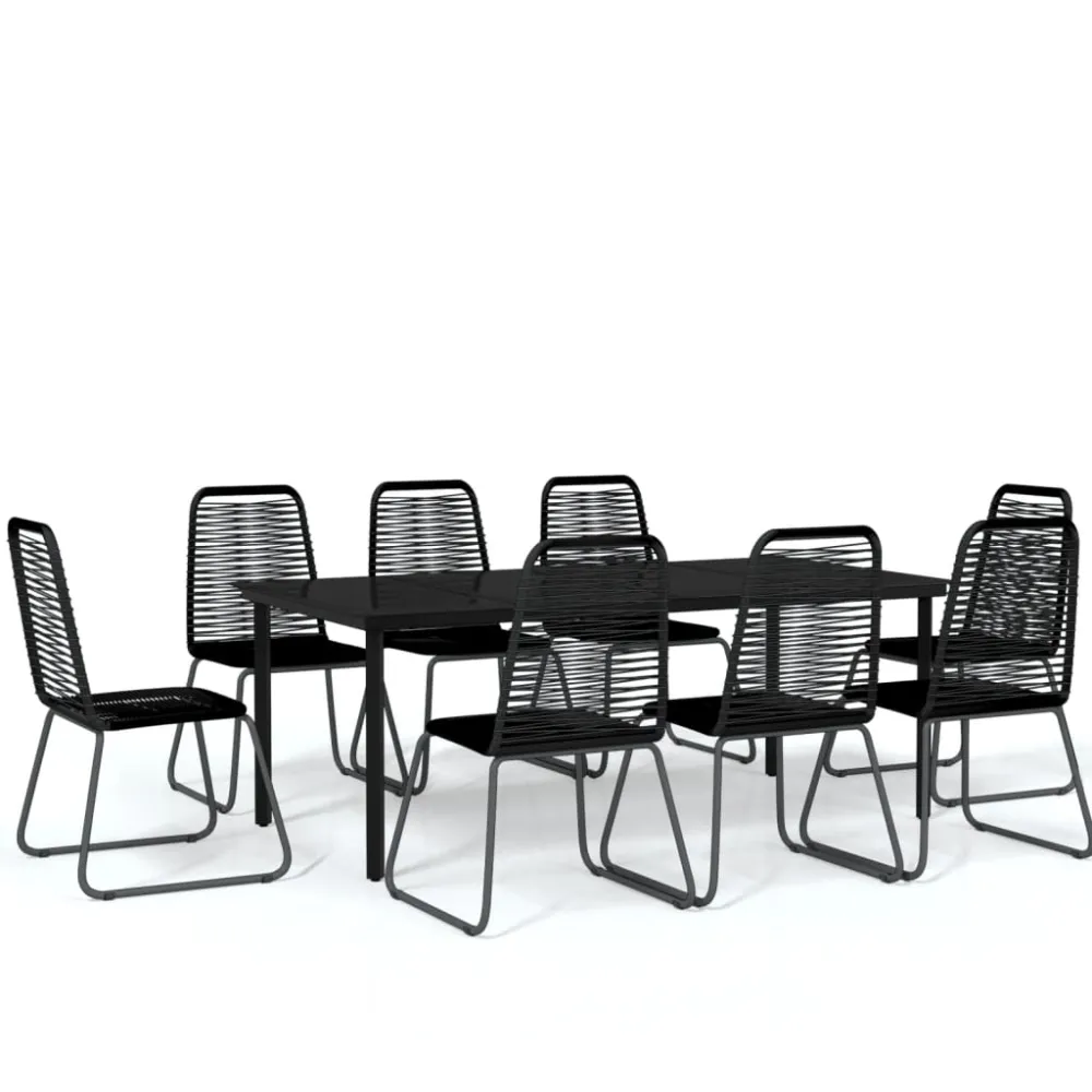 vidaXL juego de comedor para jardín 9 piezas negro - Incluye Mesa y Sillas