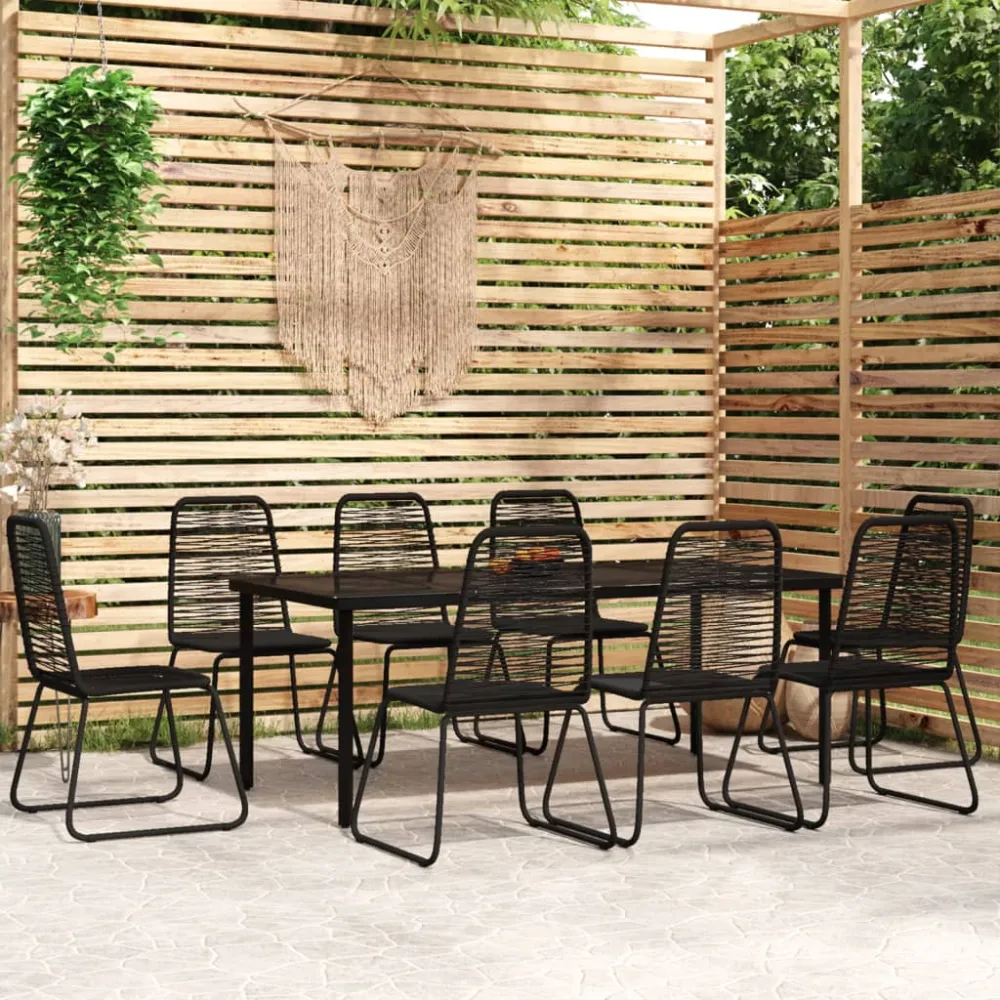 vidaXL juego de comedor para jardín 9 piezas negro - Incluye Mesa y Sillas