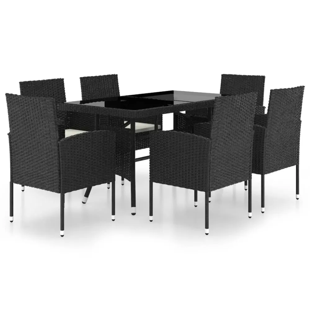 vidaXL juego de comedor para jardín 7 piezas ratán sintético negro para 8 Personas