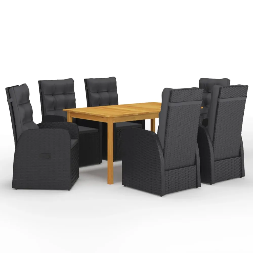 vidaXL juego de comedor para jardín de 7 piezas negro | Incluye Mesa y 4 Sillas |