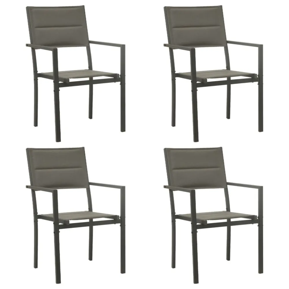 vidaXL juego de comedor para jardín 5 piezas acero y textilene negro con Cojines Prueba de Agua