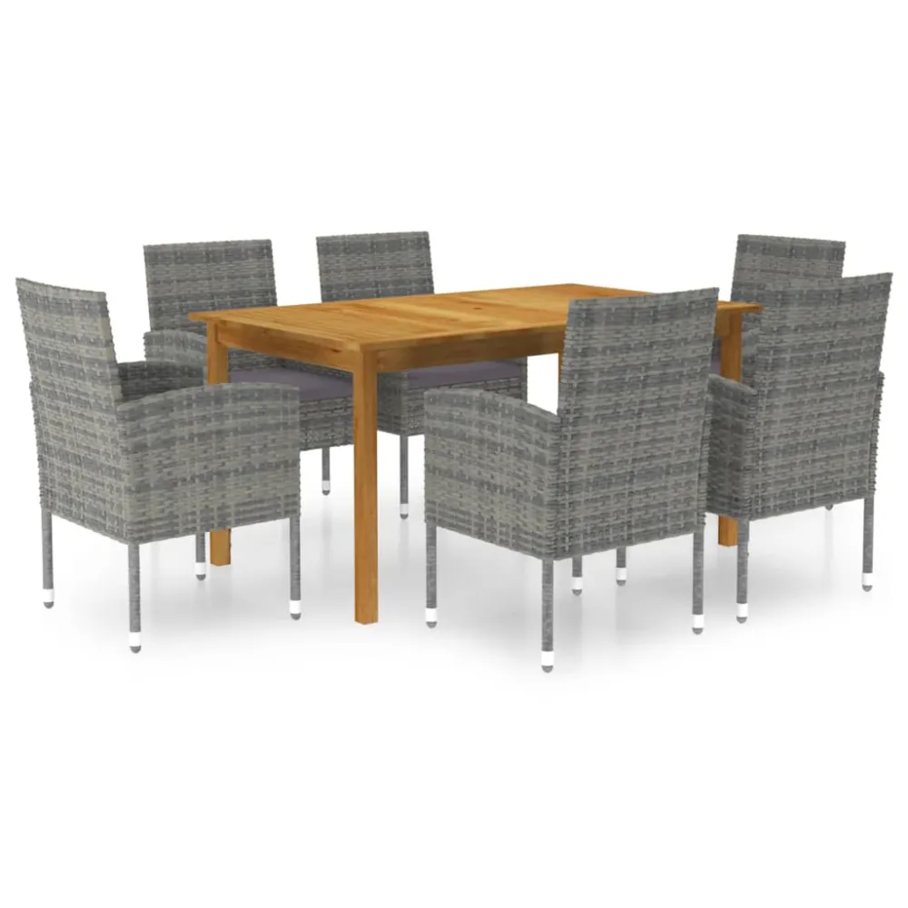 vidaXL juego de comedor para jardín de 7 piezas gris con Sombrilla Incluida