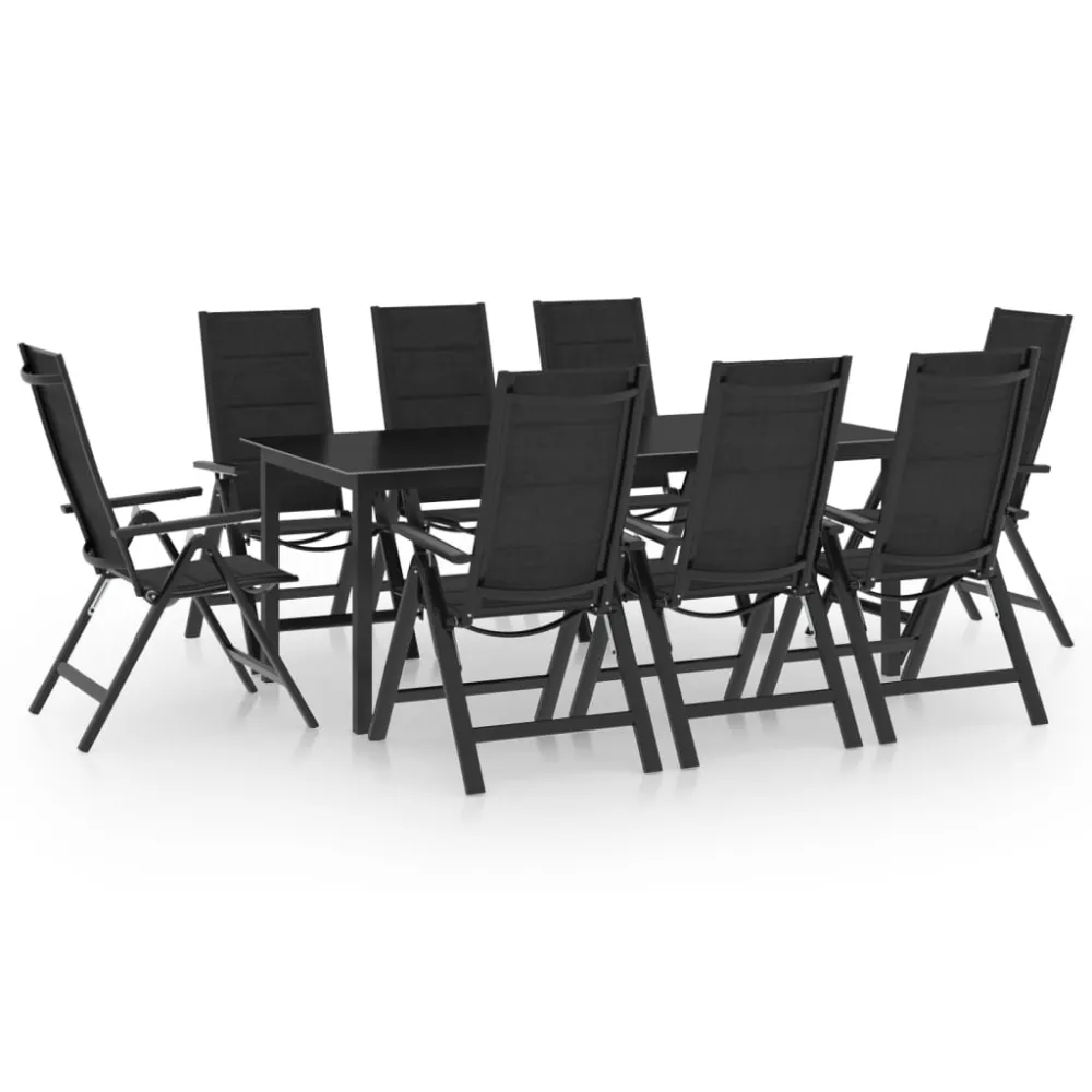 vidaXL juego de comedor para jardín 9 piezas aluminio gris antracita | Incluye Mesa y 4 Sillas |