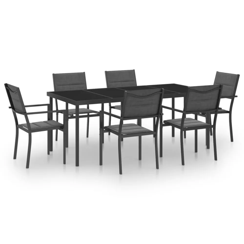 vidaXL juego de comedor para jardín 7 piezas acero con Cojines Prueba de Agua