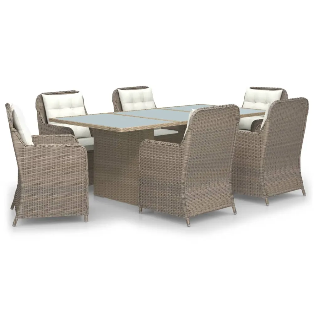 vidaXL juego de comedor para jardín 7 piezas ratán sintético marrón - Incluye Mesa y Sillas