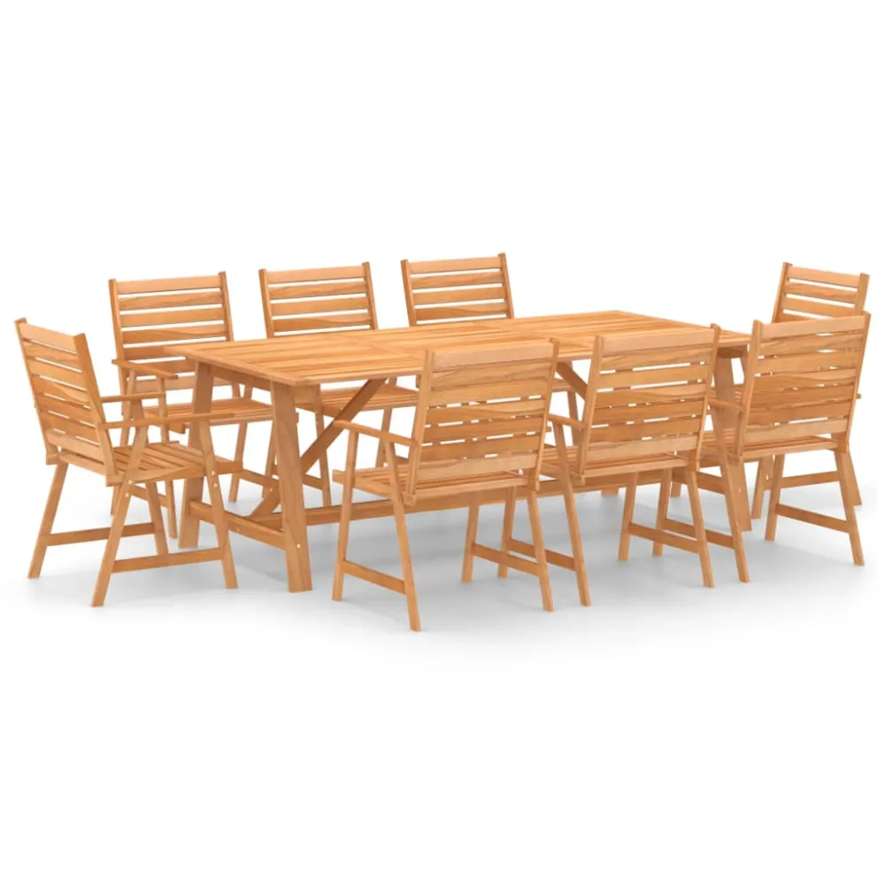 vidaXL juego de comedor para jardín 9 piezas madera maciza de acacia - Incluye Mesa y Sillas
