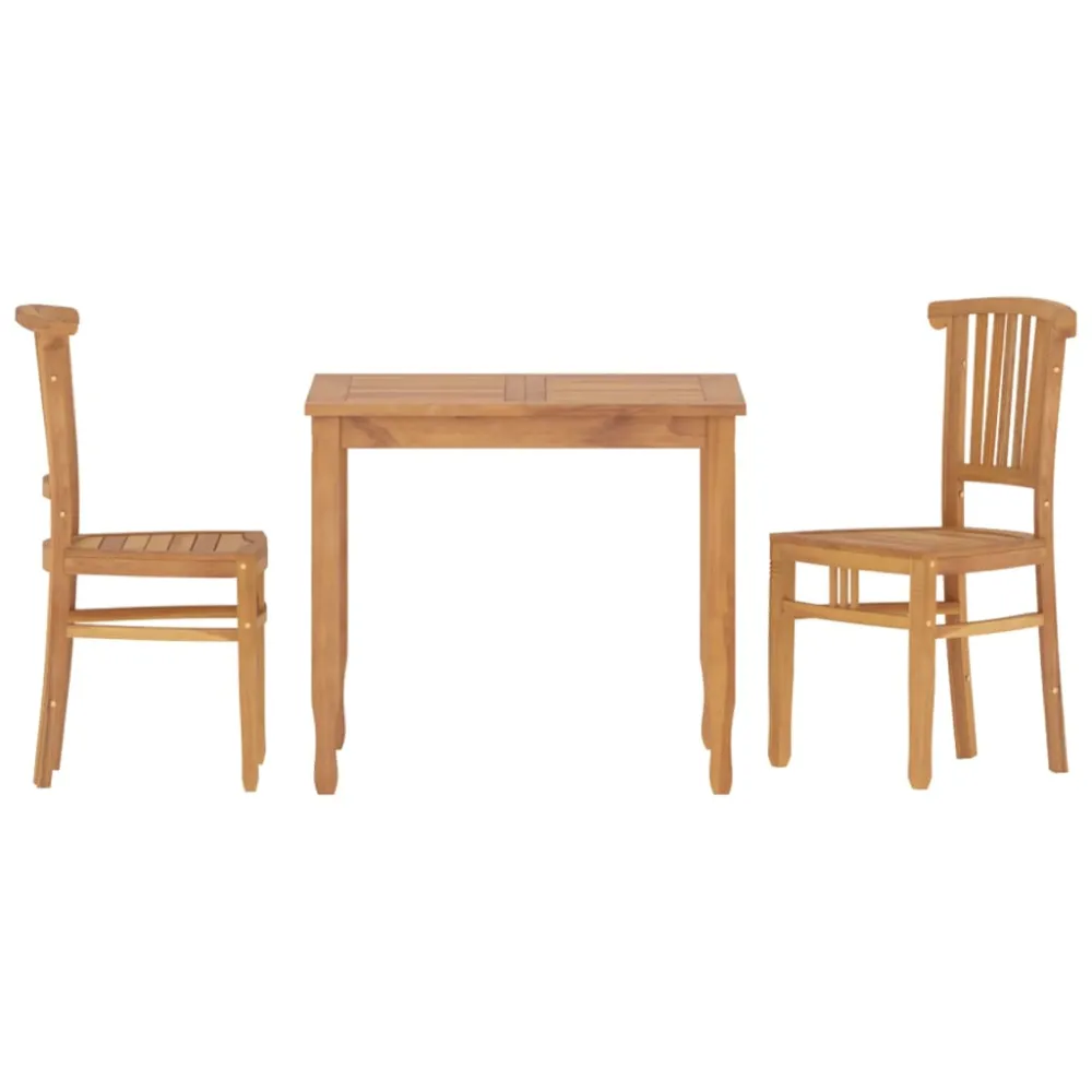 vidaXL juego de comedor para jardín 3 pzas madera maciza de teca en Color Café y Beige