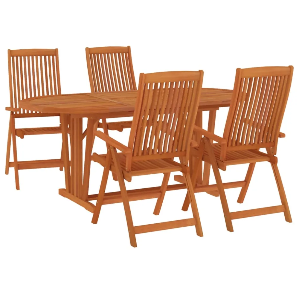 vidaXL juego de comedor para jardín 5 pzas madera maciza de eucalipto con Sombrilla Incluida