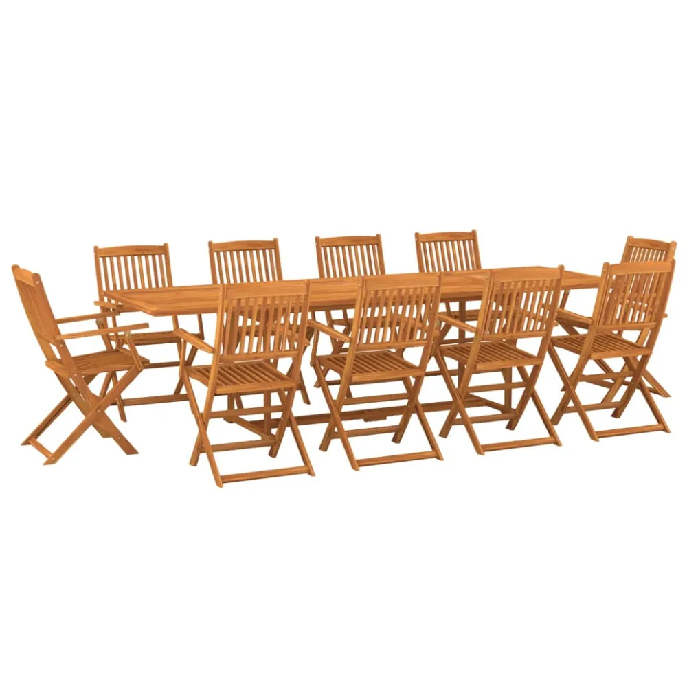 vidaXL set comedor de jardín 11piezas madera maciza acacia 280x90x75cm para 8 Personas