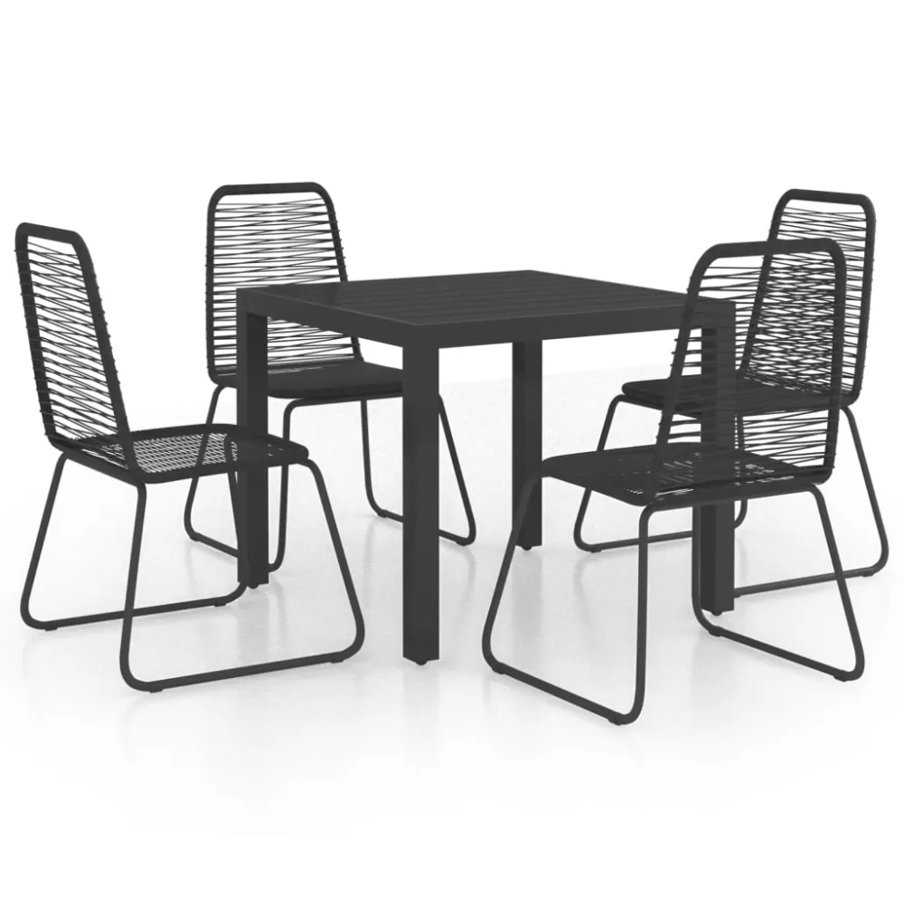 vidaXL set de comedor de jardín de 5 piezas PVC ratán negro en Ratán Sintético