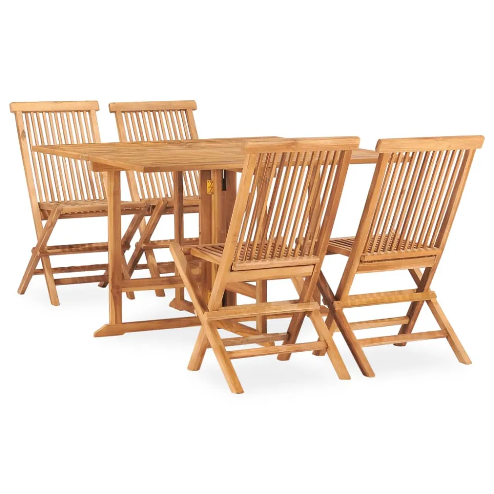 vidaXL set de comedor de jardín plegable 5 pzas madera maciza de teca para 8 Personas