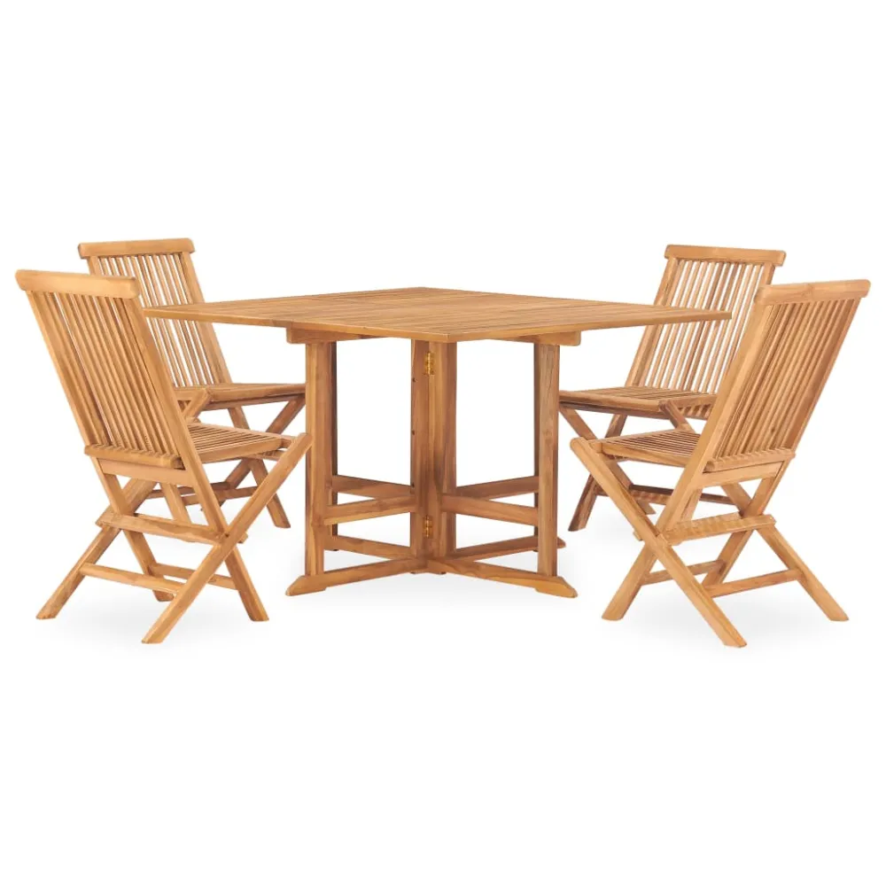 vidaXL set de comedor de jardín plegable 5 pzas madera maciza de teca para 8 Personas