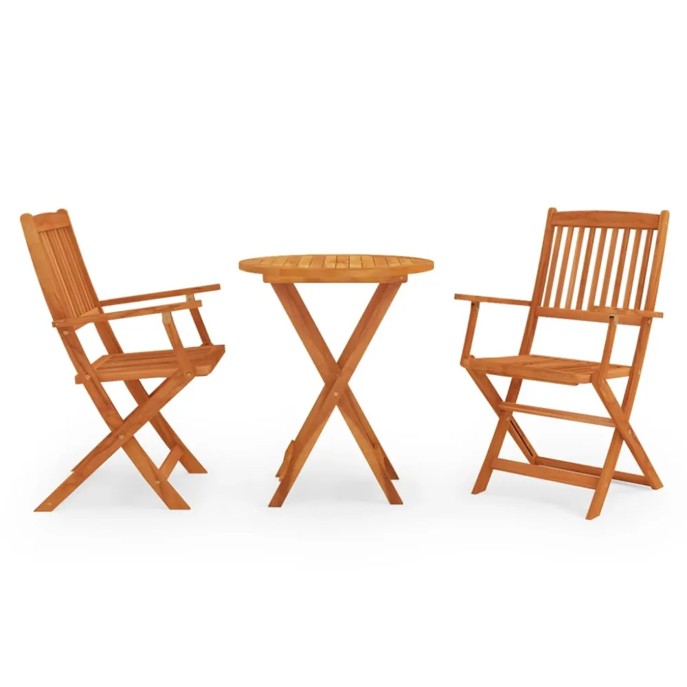 vidaXL set de comedor de jardín plegable 3 pzas madera eucalipto | Material Resistente los Rayos UV
