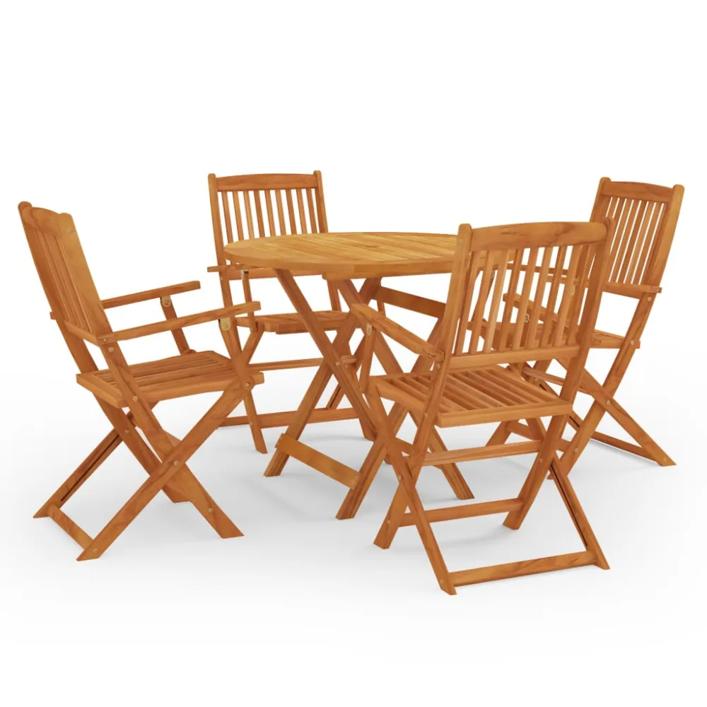vidaXL set de comedor de jardín plegable 5 pzas madera eucalipto en Color Café y Beige
