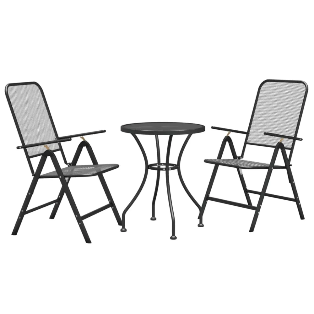 vidaXL set de comedor de jardín 3 pzas malla metálico expandido antracita en Color Café y Beige