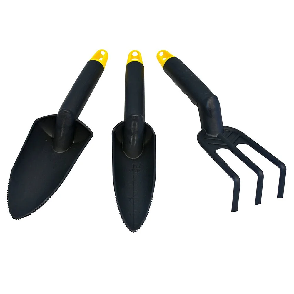 Juego de 3 herramientas para jardín surtek. con Filio de Acero al Carbono